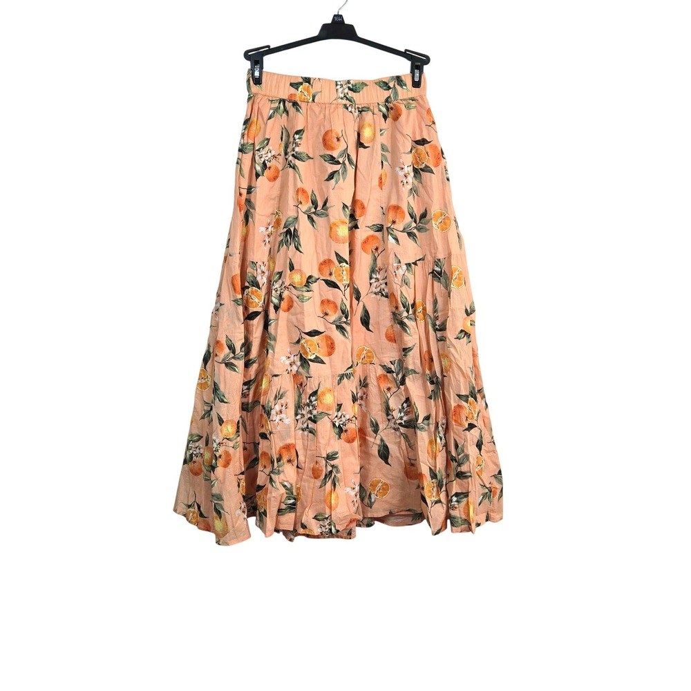 LOFT Womens Orange Harvest Boho Tiered Lined Godet Maxi Skirt XS NWT Cottagecore